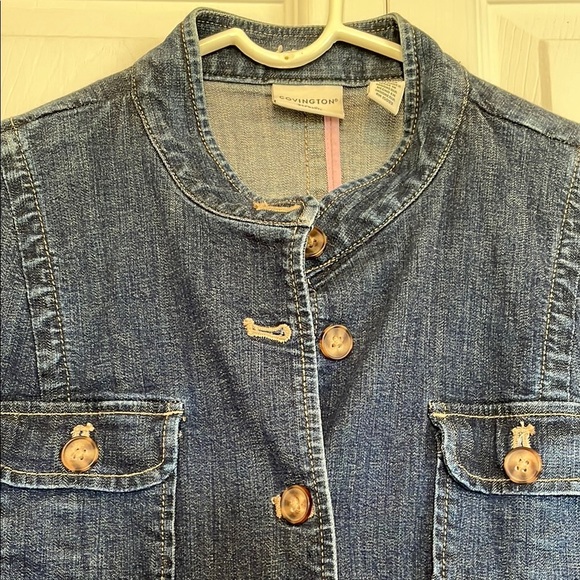 Women's XL (18) Covington stretch Denim Jacket Button Front pockets 3/4 sleeves - Picture 5 of 10